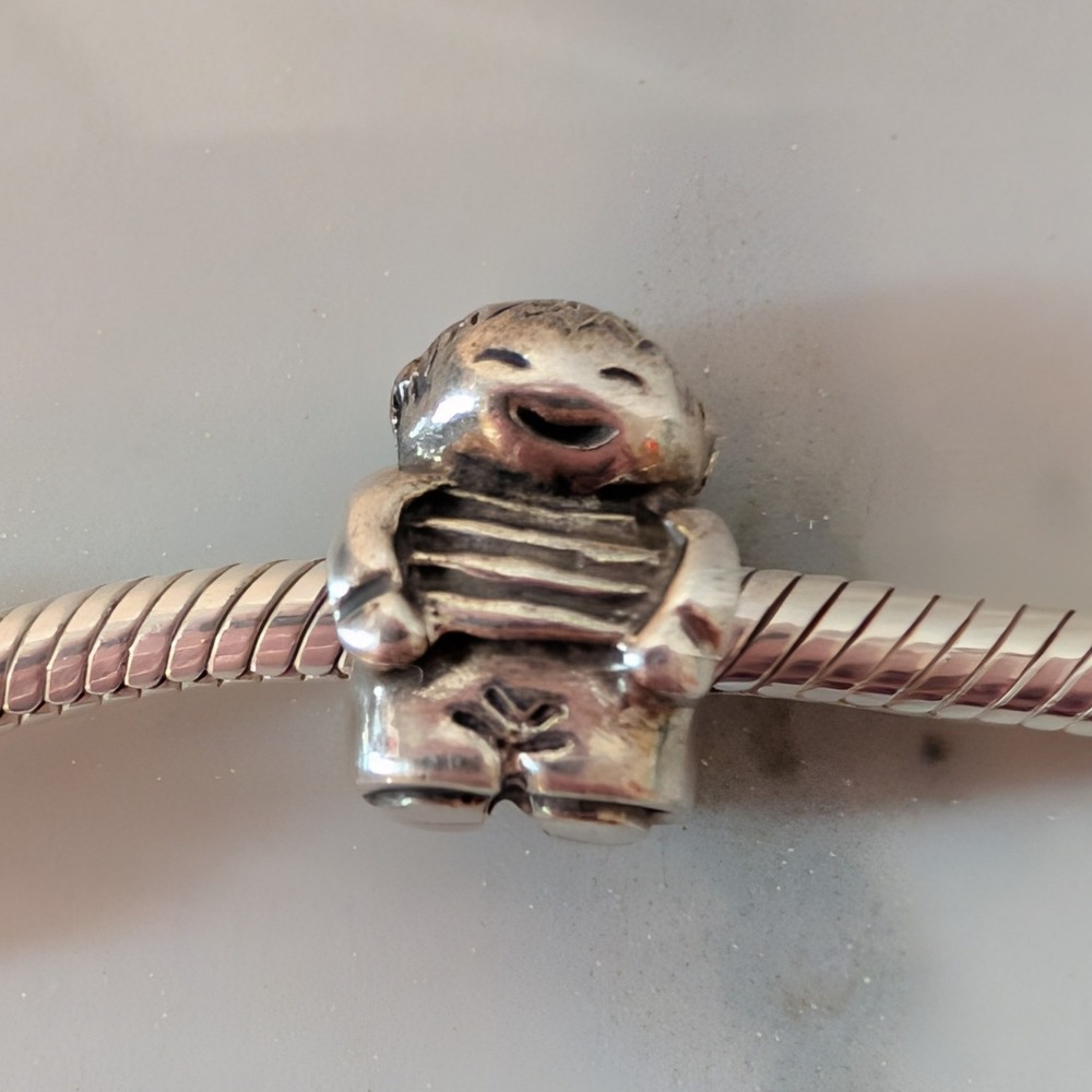 Pandora Little Boy Charm 790214 925 Sterling Silver ALE Retired Smiling Kid Bead